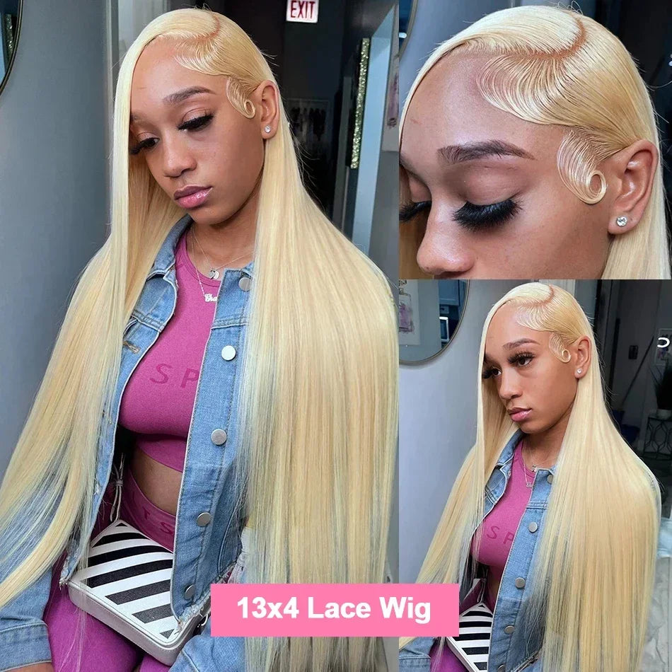 Neddie 613 Blonde Straight Human Hair Lace Front Wig | 13x4 & 13x6 HD Lace | 180% & 200% Density | 18–38 Inches | Brazilian Remy