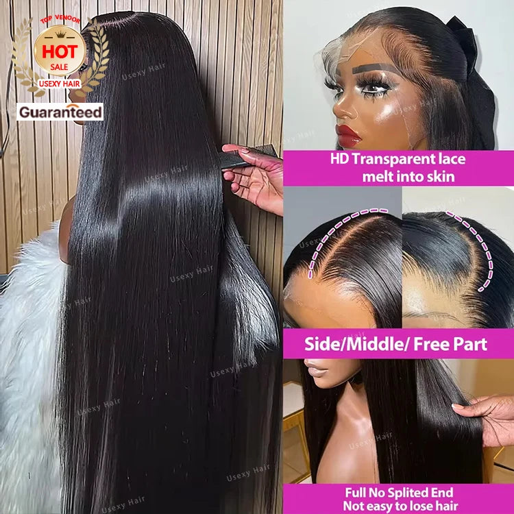 30-Inch Bone Straight Human Hair HD Lace Front Wig