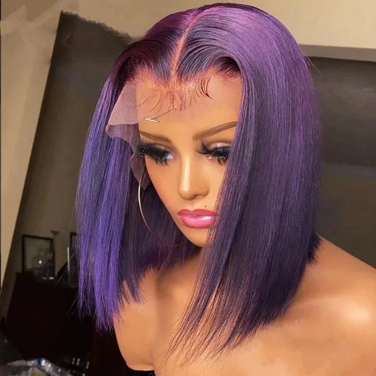 Split Hair Color Human Hair Wigs Half pink Half Blonde Half Black Lace Frontal Human Hair Wigs Two Tone Colors Lce Front Wigs