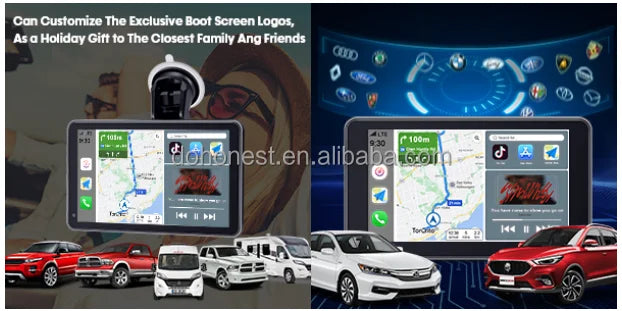 7" Wireless CarPlay & Android Auto Portable Car Display – GPS, AirPlay, FM/AUX, Voice Control | Universal Fit