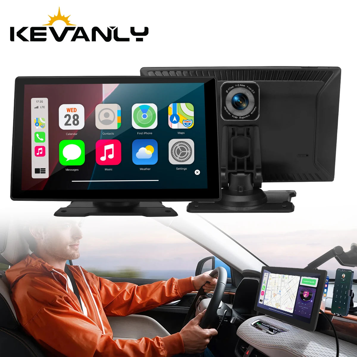 9" Portable Wireless CarPlay Screen – Universal Dashboard Display, Phone Mirror Link, No Installation