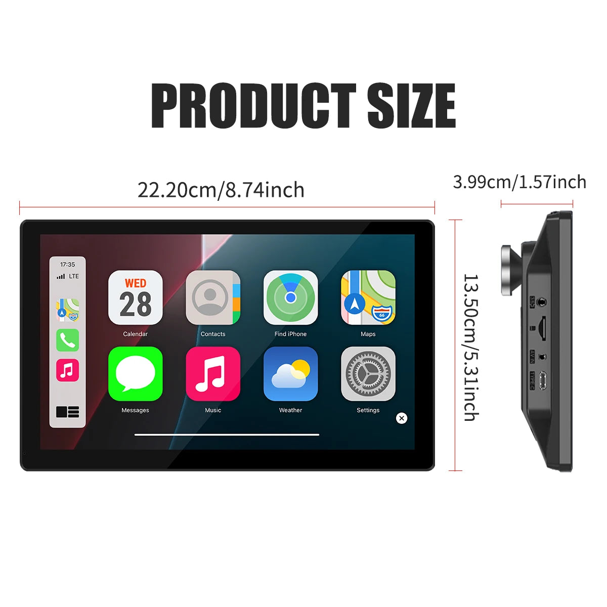 9" Portable Wireless CarPlay Screen – Universal Dashboard Display, Phone Mirror Link, No Installation