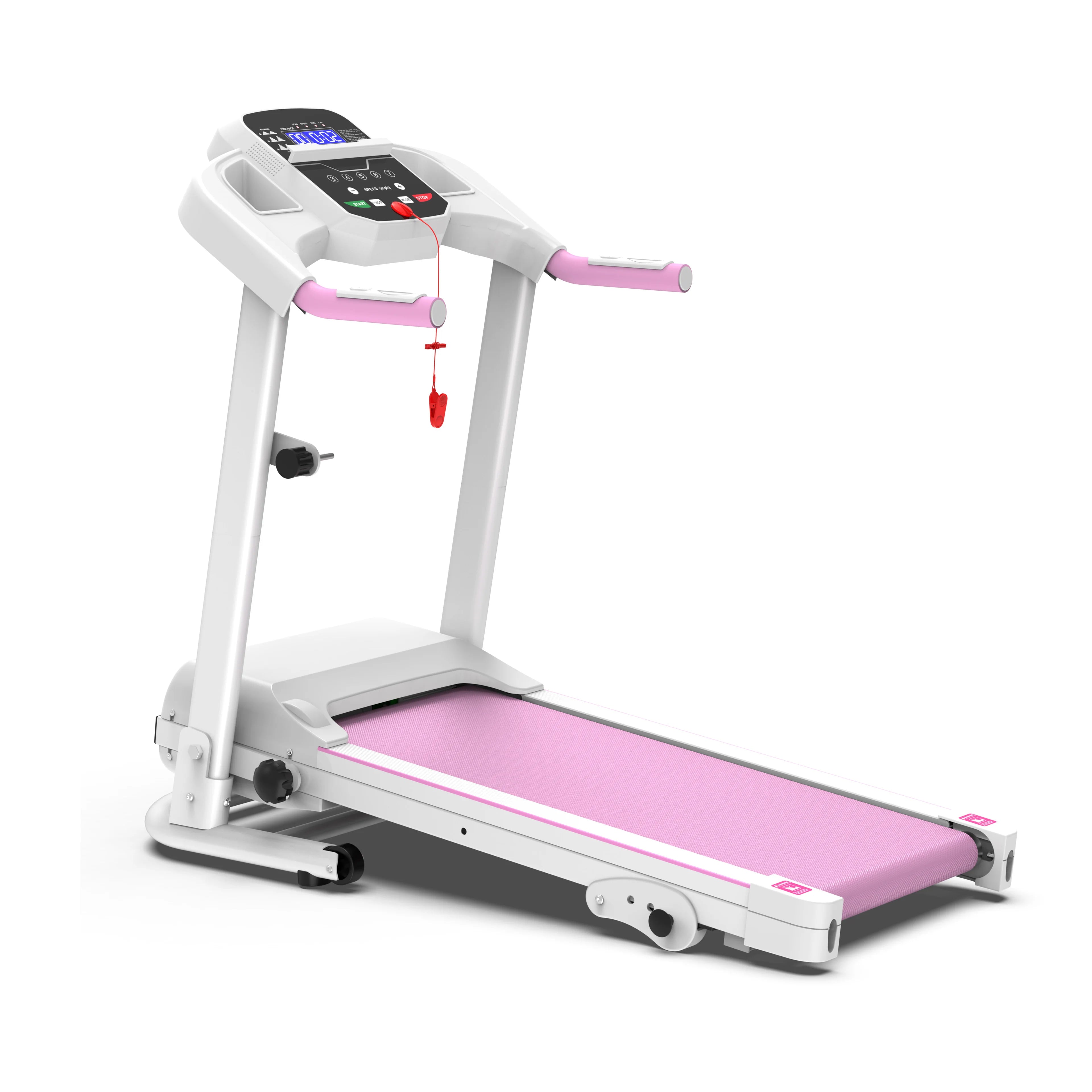 Kreeda Factory Foldable Electric Treadmill | 2.5HP | 265 LBS | 3-Level Incline | 12 Programs | LED Display | Pink & Black