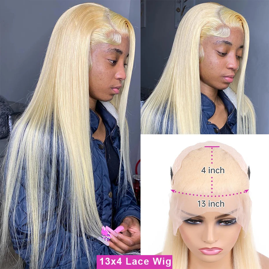 613 Blonde Bone Straight Human Hair Lace Front Wig