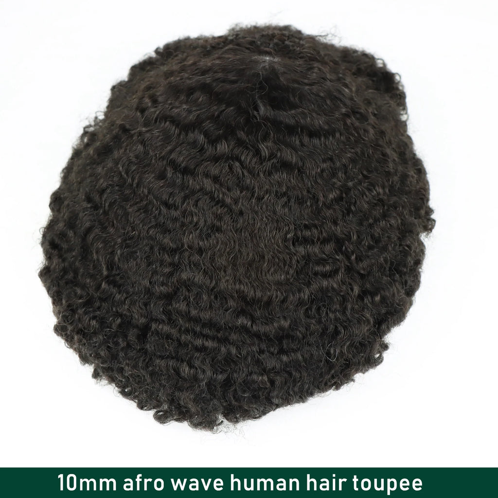 Kinky Curly Human Hair PU Toupee
