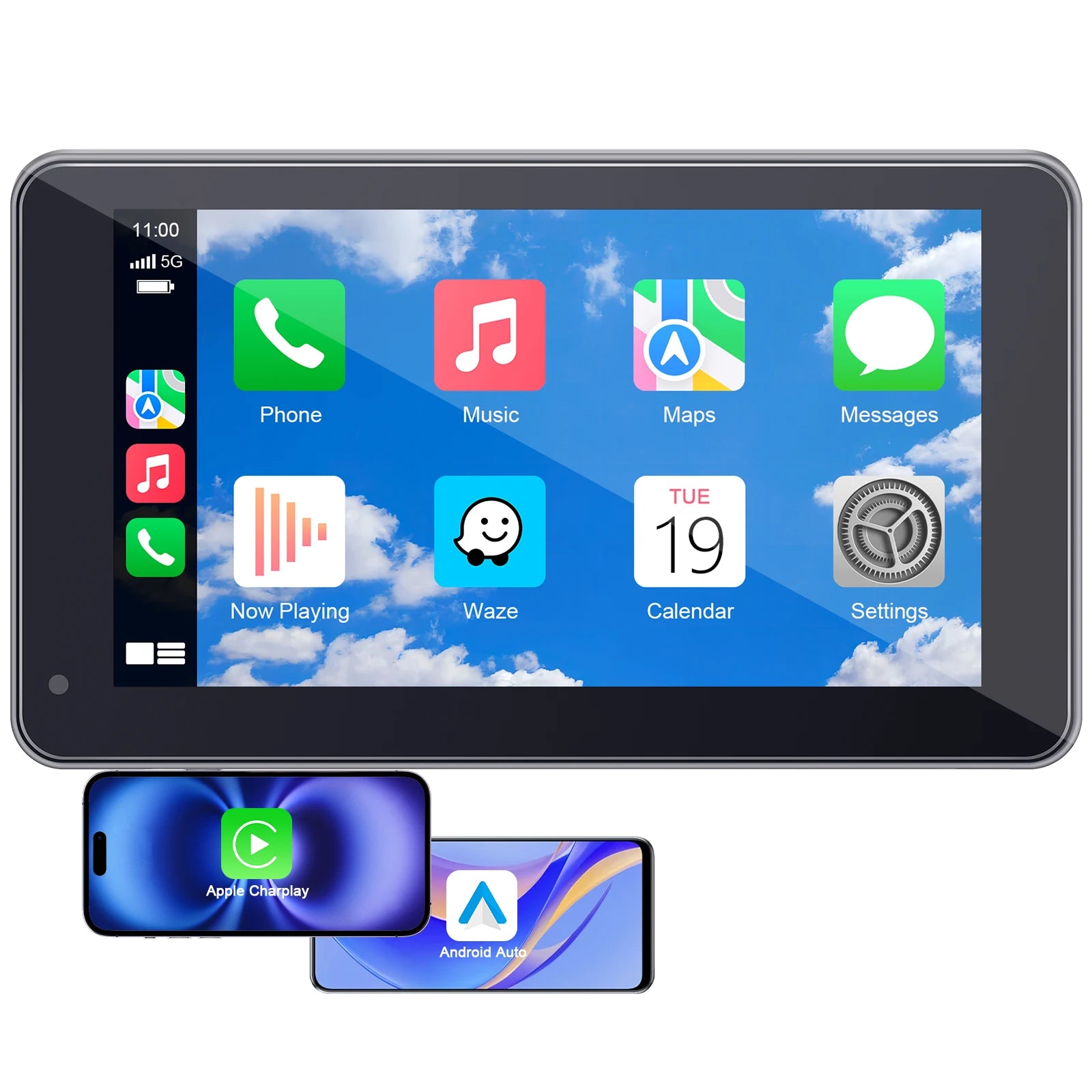 7" Wireless CarPlay & Android Auto Portable Car Display – GPS, AirPlay, FM/AUX, Voice Control | Universal Fit