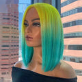 Split Hair Color Human Hair Wigs Half pink Half Blonde Half Black Lace Frontal Human Hair Wigs Two Tone Colors Lce Front Wigs