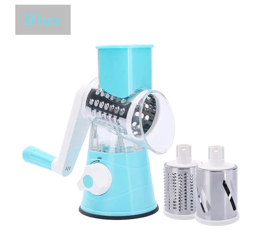 Rotary Cheese Grater & Vegetable Slicer with 3 Drum Blades