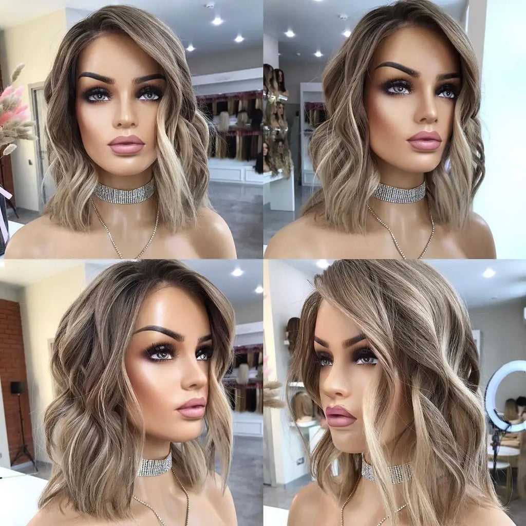 Split Hair Color Human Hair Wigs Half pink Half Blonde Half Black Lace Frontal Human Hair Wigs Two Tone Colors Lce Front Wigs