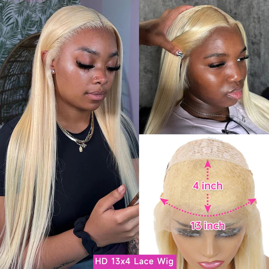 613 Blonde Bone Straight Human Hair Lace Front Wig