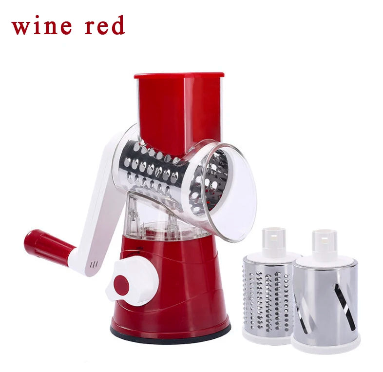 Rotary Cheese Grater & Vegetable Slicer with 3 Drum Blades