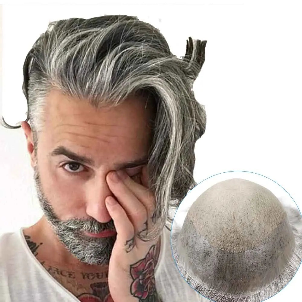 Injected Lace Silk Top Human Hair Toupee – 8 Inch