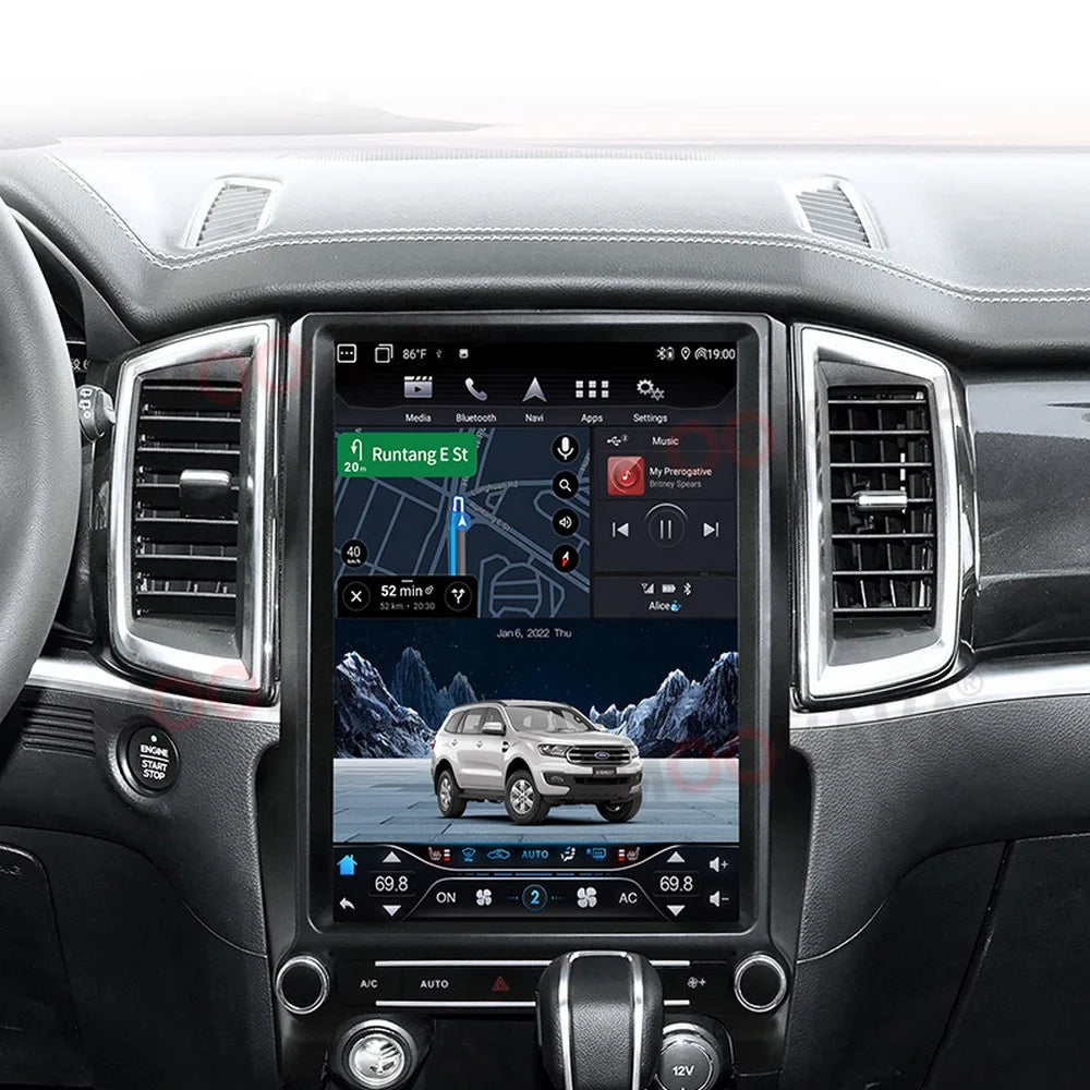 12.1" Android 11 Car DVD Player for Ford Ranger 2016-2021 – Wireless CarPlay, Android Auto, GPS, 4GB+64GB