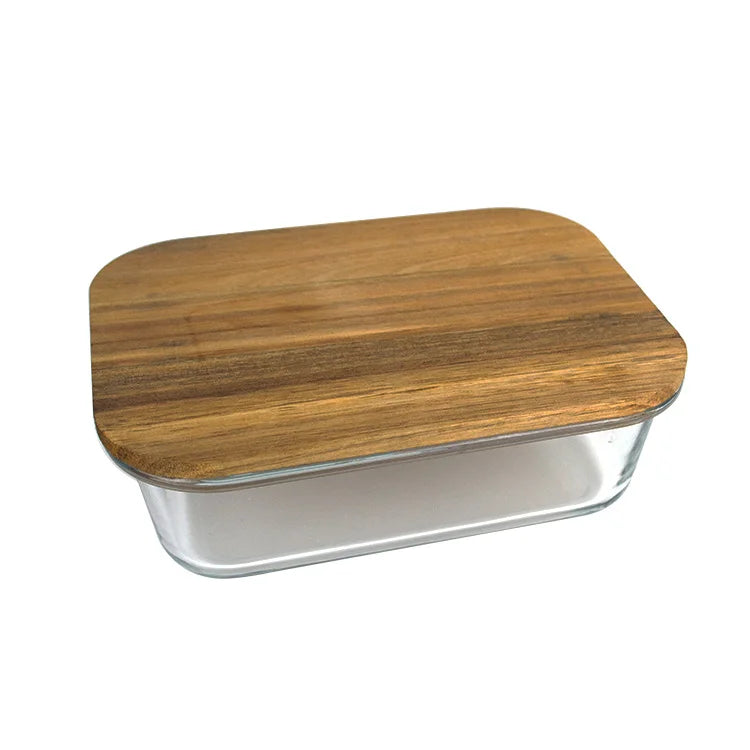4-Piece Glass Food Storage Container Set with Wooden Lids – BPA-Free