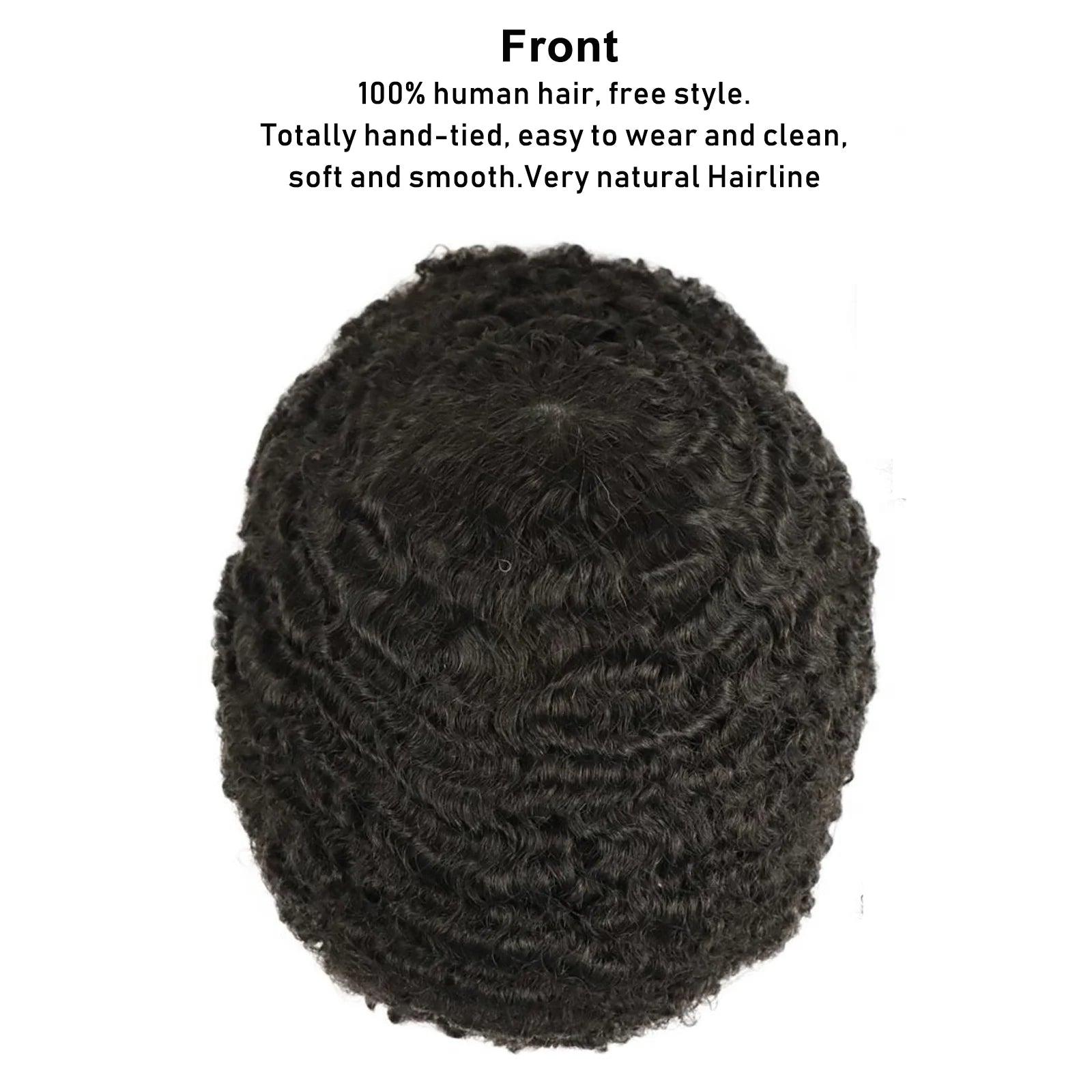 Kinky Curly Human Hair PU Toupee