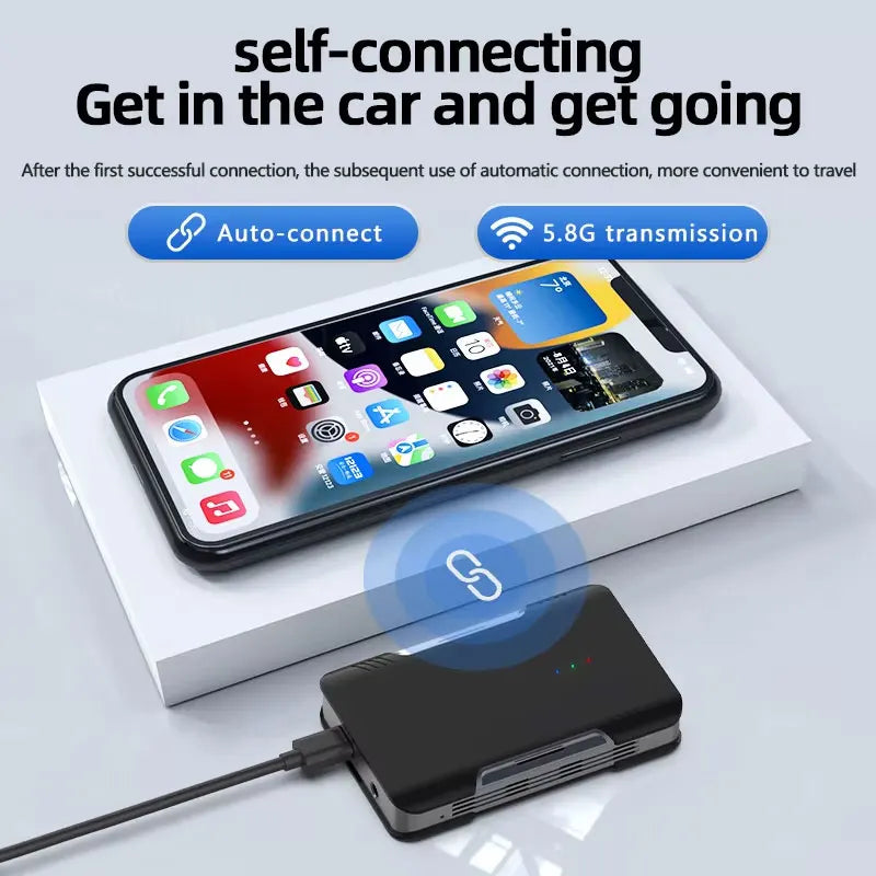 Wireless CarPlay & Android Auto AI Box Adapter – Plug & Play, Universal Fit, Bluetooth 5.0 | Wooboobox GT2