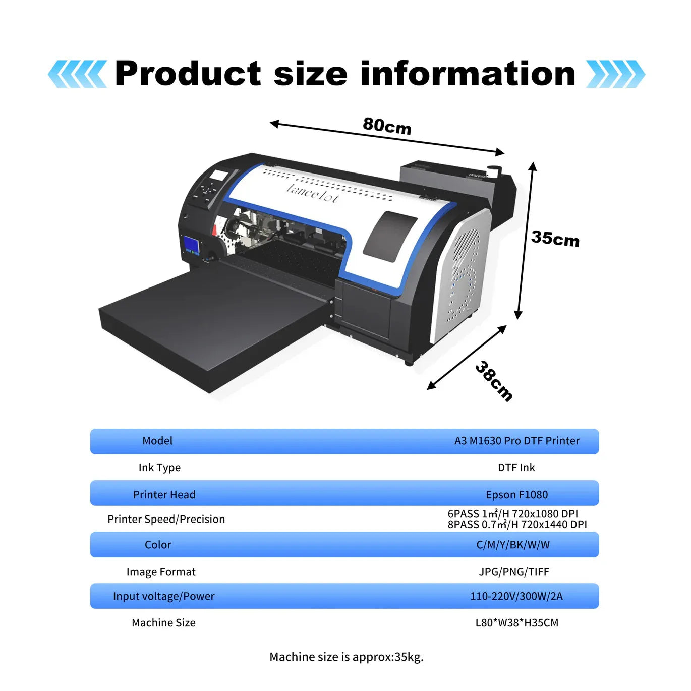 M1630 Pro A3 DTF Printer – White Ink Circulation, Auto-Maintenance & Roll Feeder