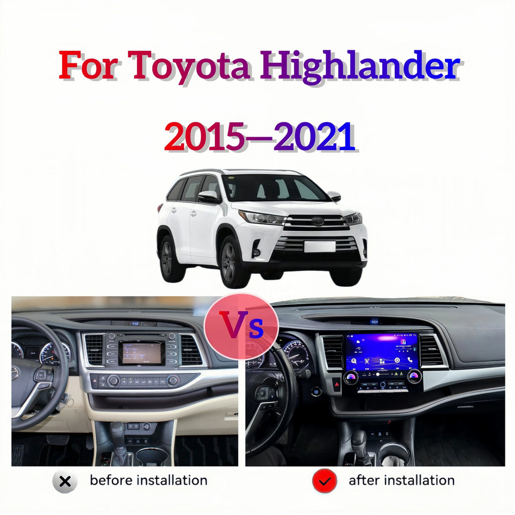 12.6" Android Car Radio for Toyota Highlander 2015-2021 – QLED, Wireless CarPlay, Android Auto & GPS