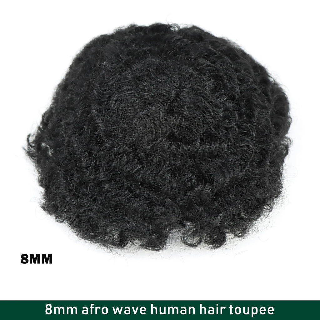 Kinky Curly Human Hair PU Toupee