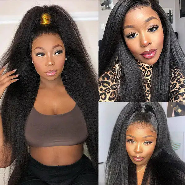 Customized Kinky Straight Virgin Human Hair Lace Wig Vendor, Natural Brazilian Human HD Lace Frontal Wigs for Black Women