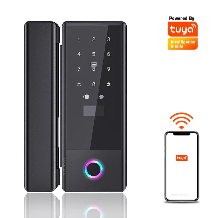 S1 Smart Glass Door Lock – TTlock & Tuya App, Fingerprint, Card, Code & Key Access