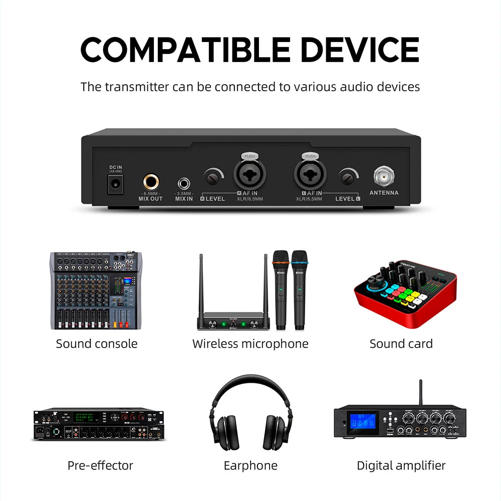 Debra Audio ST-102 4-Channel UHF Wireless In-Ear Monitor System – 300m Range for Stage & Recording