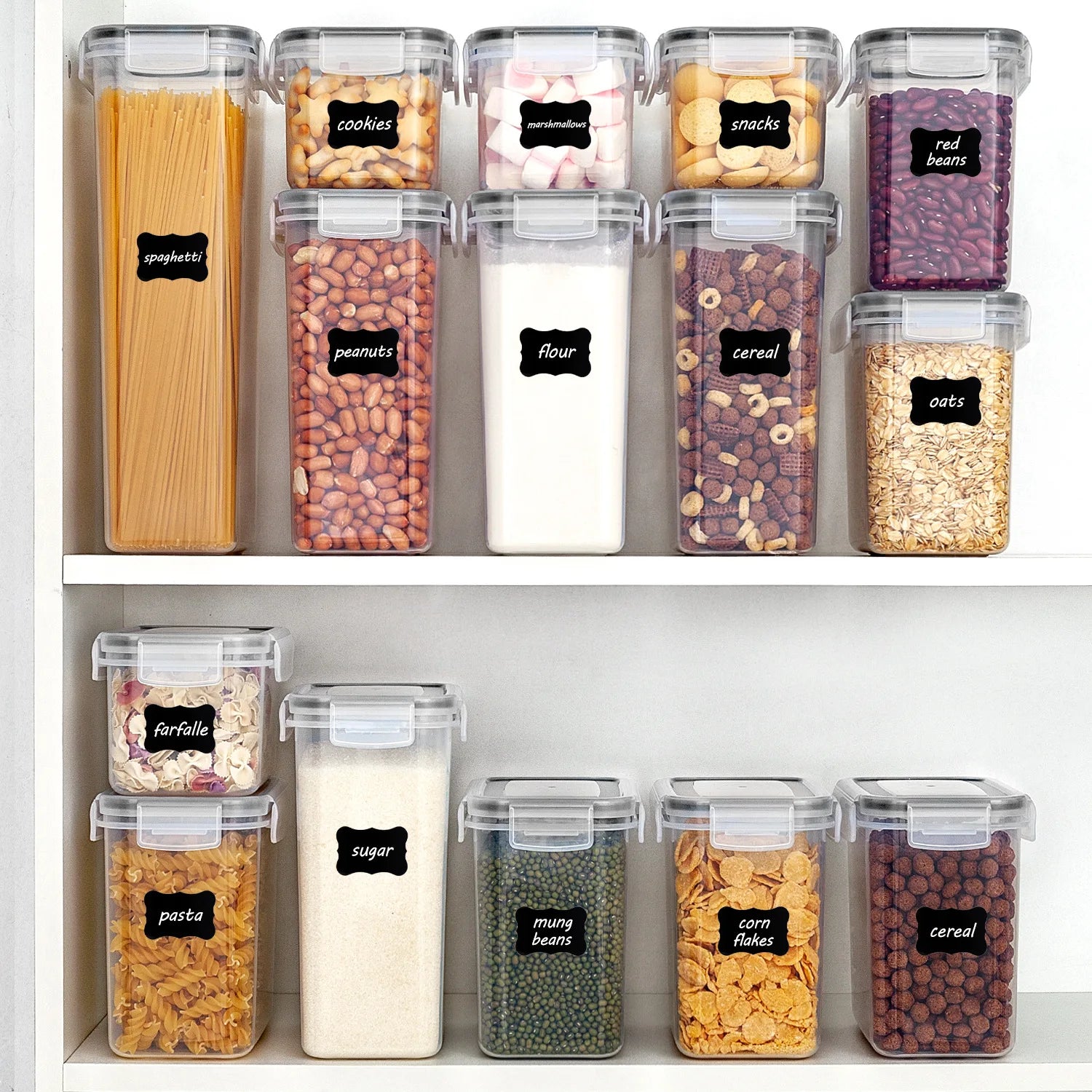 Airtight Food Storage Containers Set with Lids – BPA-Free | 5 Sizes | Pantry Organization for Flour, Sugar & Grains