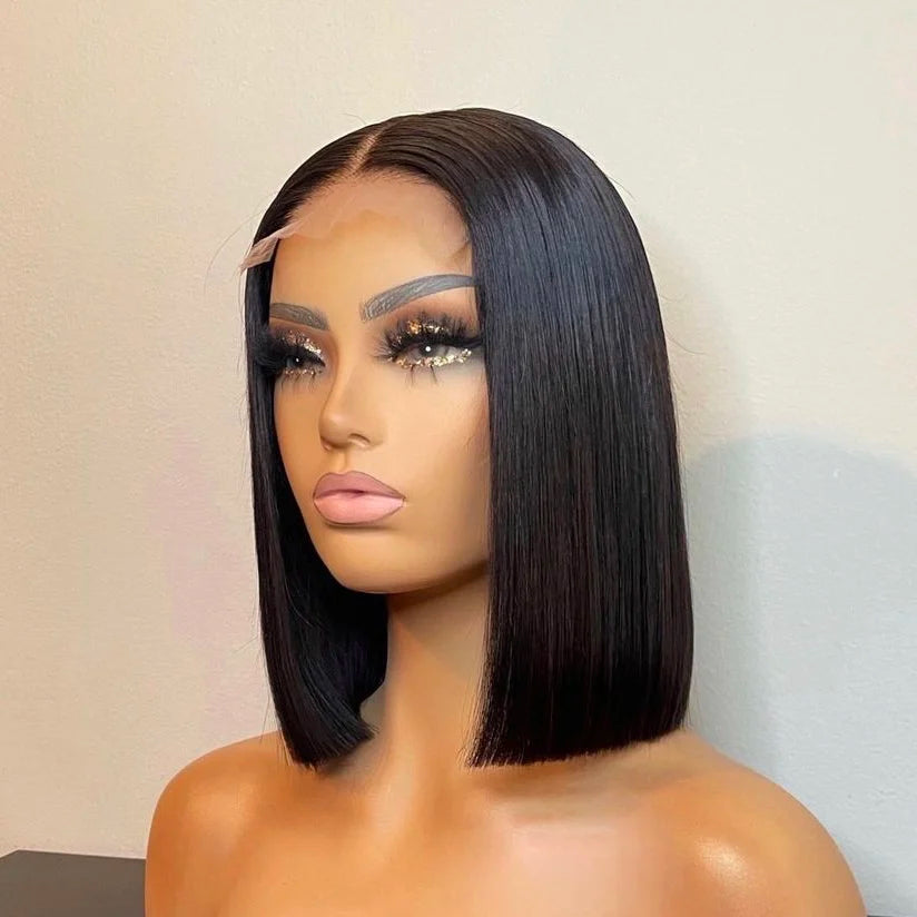 HD Lace Short Straight Human Hair Bob Wig – Pre-Plucked