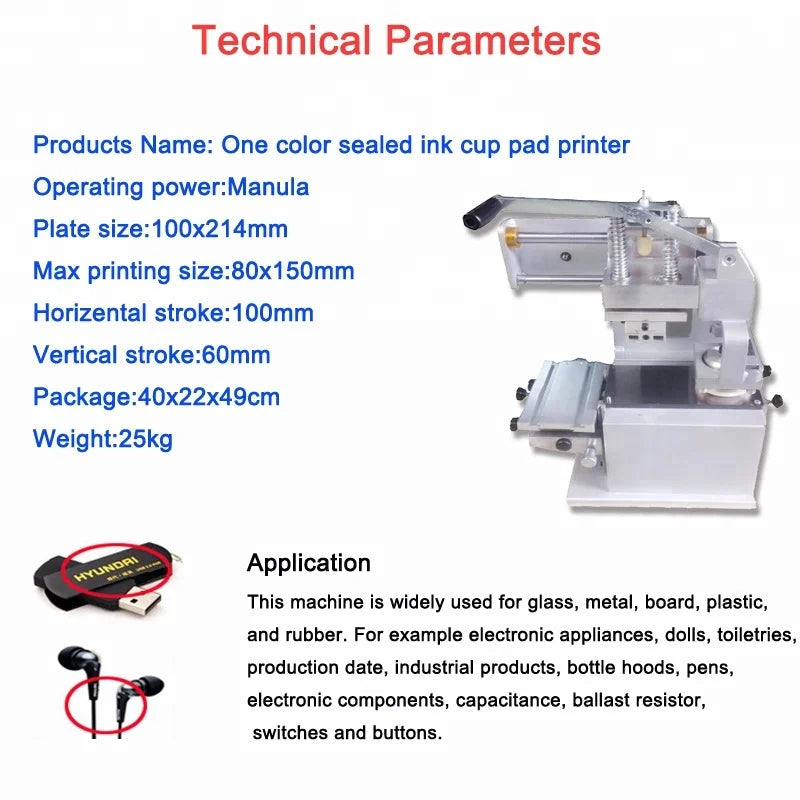 TJ TJ-P-YY Manual Single Color Pad Printer – Logo Printing on Bottles, Cups & More