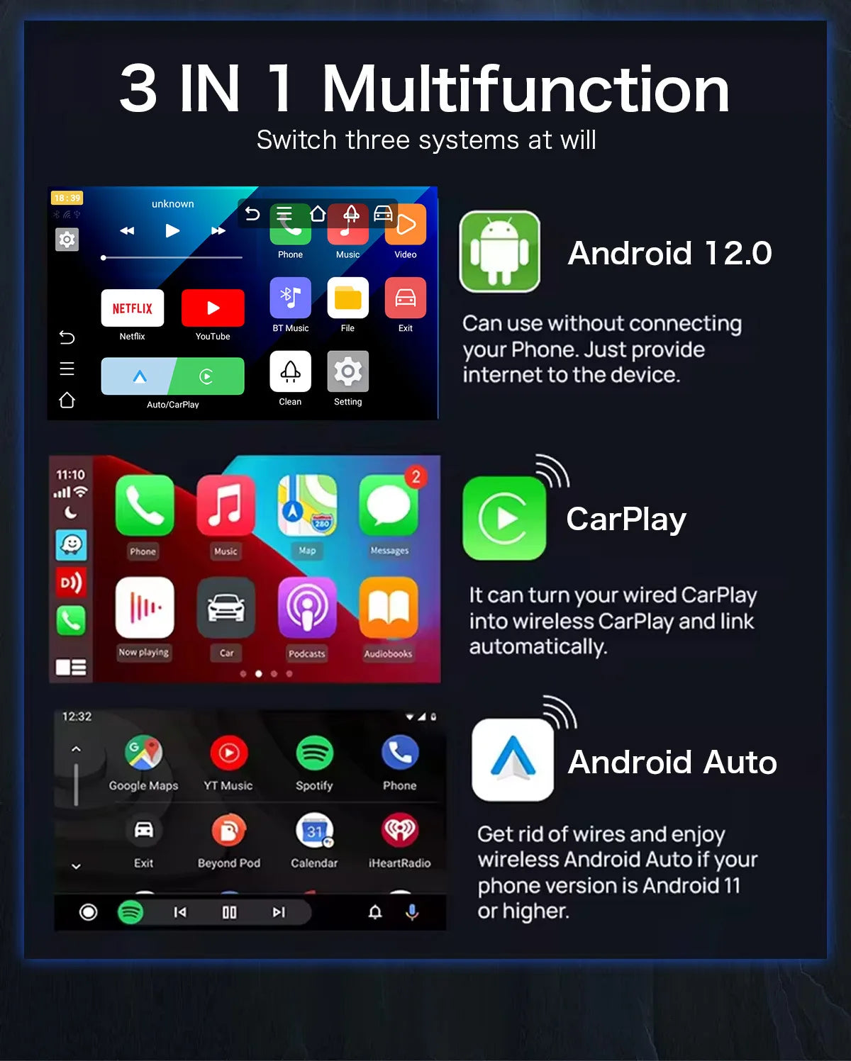 Wireless CarPlay AI Box – USB Plug & Play, Android Auto, Bluetooth 5.0, Netflix & YouTube | Universal Fit | Cartist Y1