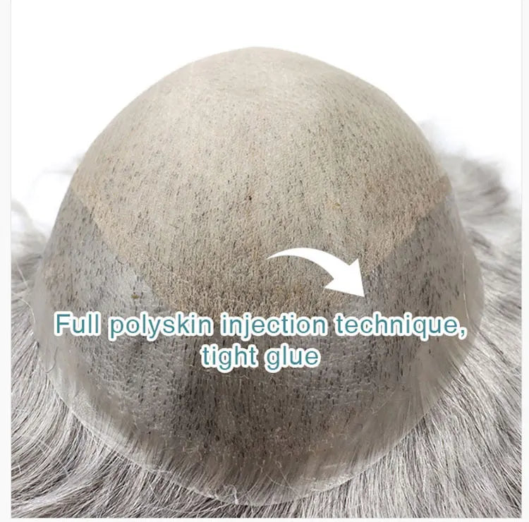 Injected Lace Silk Top Human Hair Toupee – 8 Inch