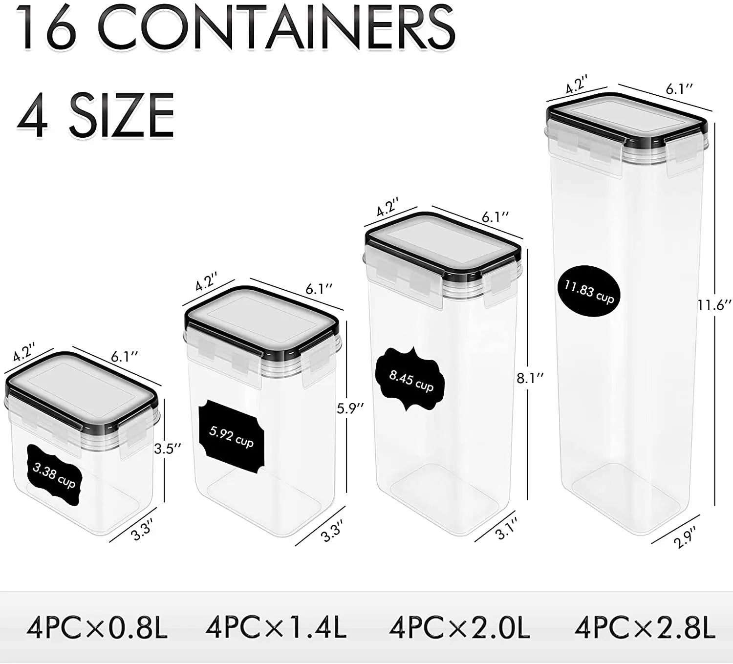 Airtight Food Storage Containers Set with Lids – BPA-Free | 5 Sizes | Pantry Organization for Flour, Sugar & Grains