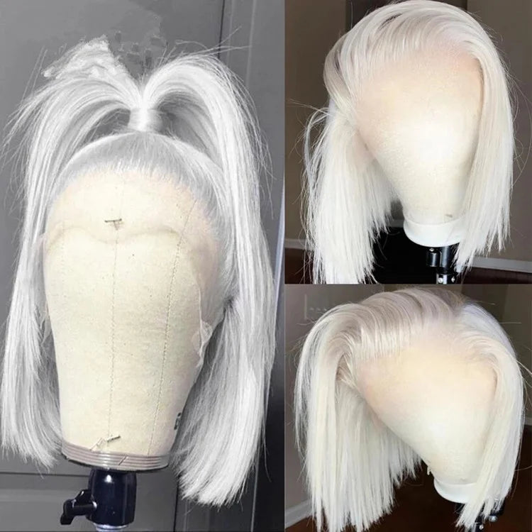 Split Hair Color Human Hair Wigs Half pink Half Blonde Half Black Lace Frontal Human Hair Wigs Two Tone Colors Lce Front Wigs