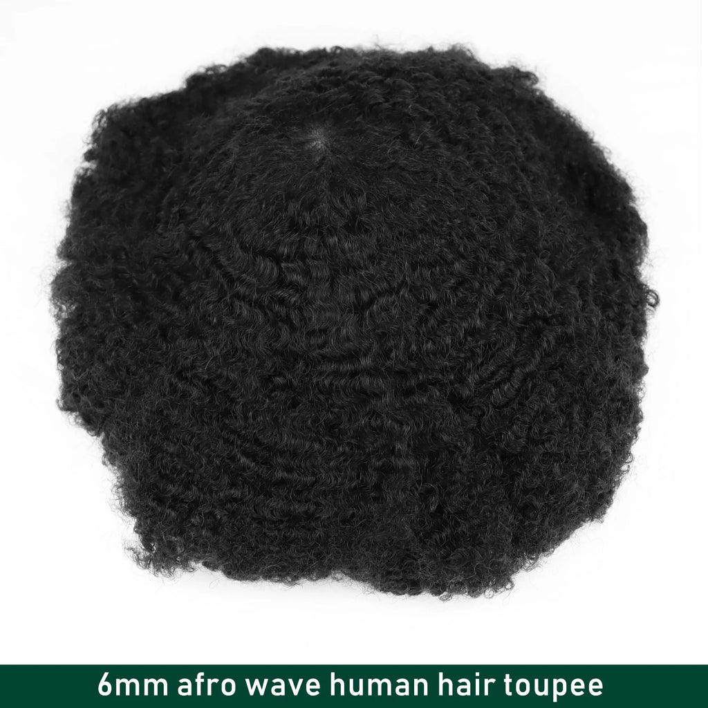 Kinky Curly Human Hair PU Toupee