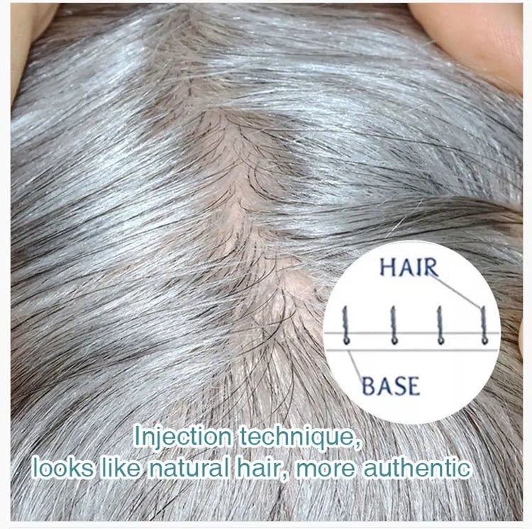 Injected Lace Silk Top Human Hair Toupee – 8 Inch