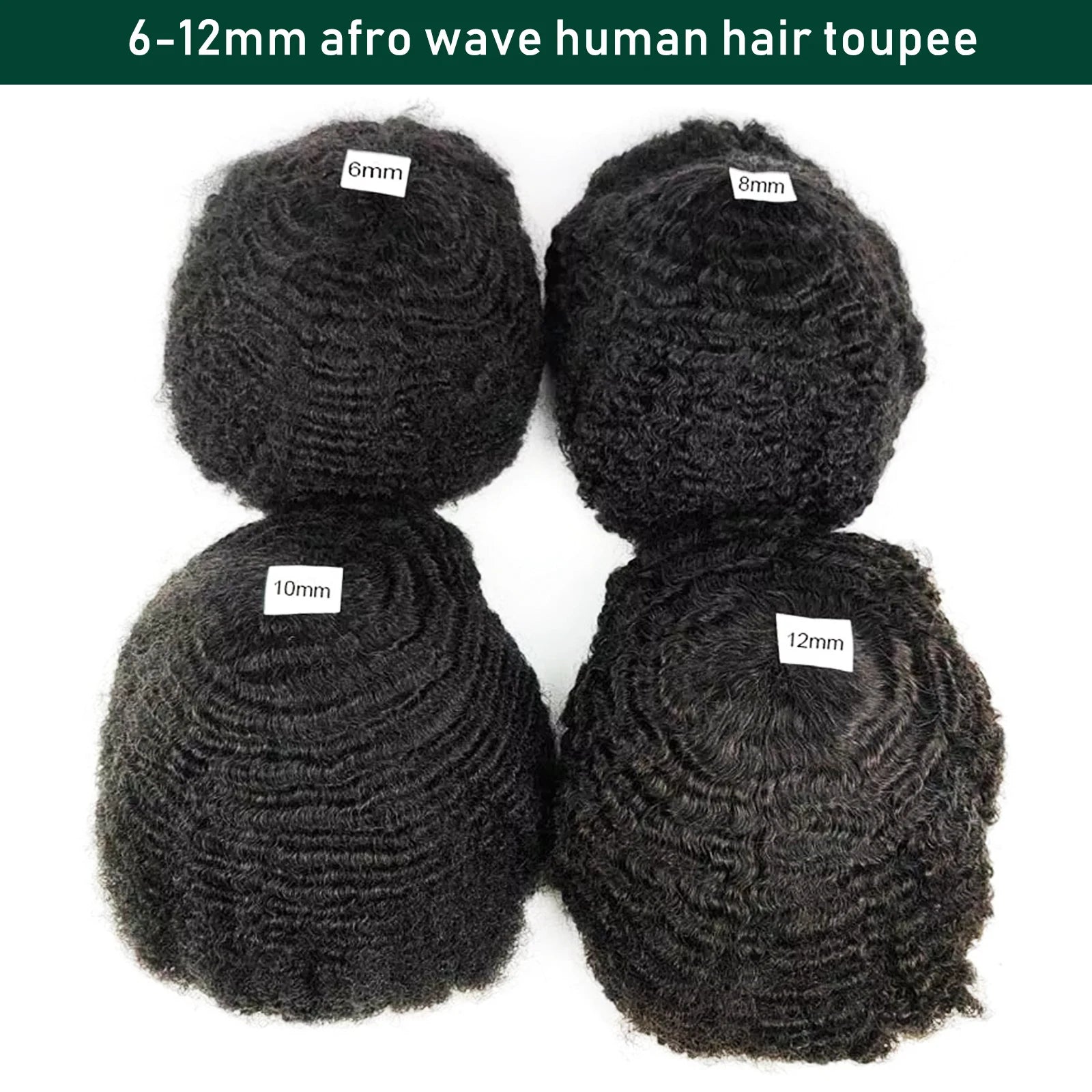 Kinky Curly Human Hair PU Toupee