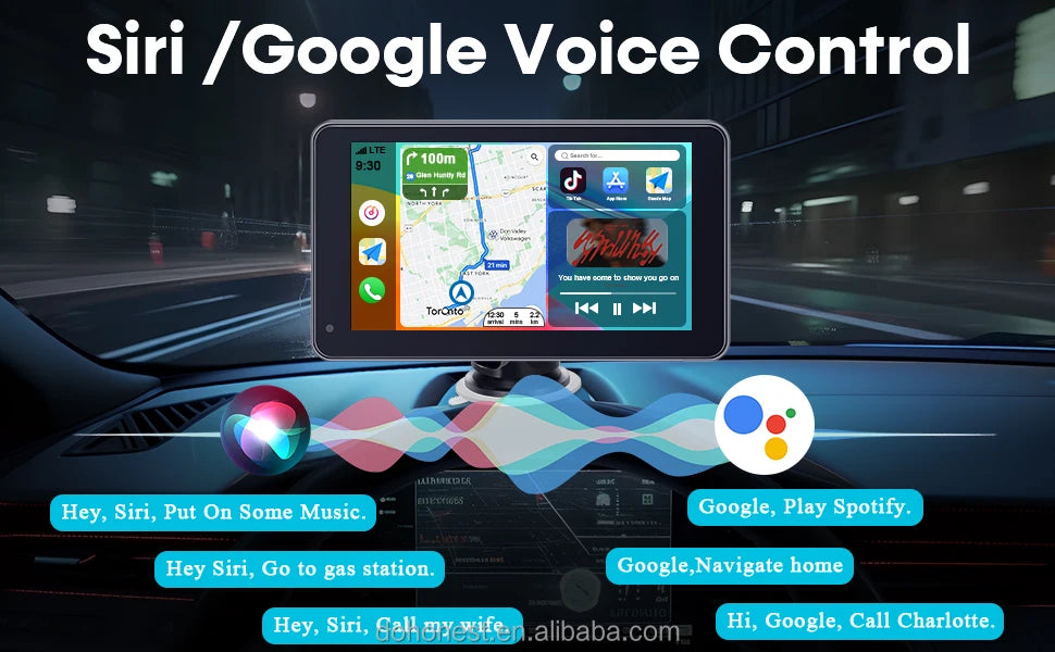 7" Wireless CarPlay & Android Auto Portable Car Display – GPS, AirPlay, FM/AUX, Voice Control | Universal Fit