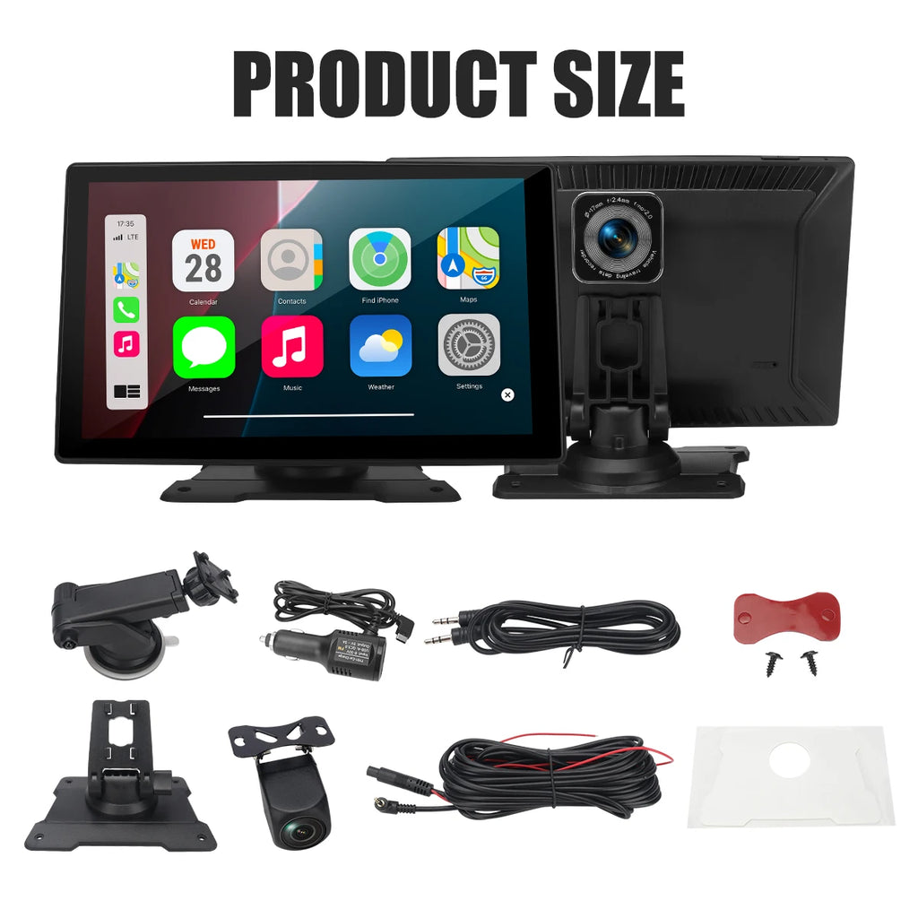 9" Portable Wireless CarPlay Screen – Universal Dashboard Display, Phone Mirror Link, No Installation