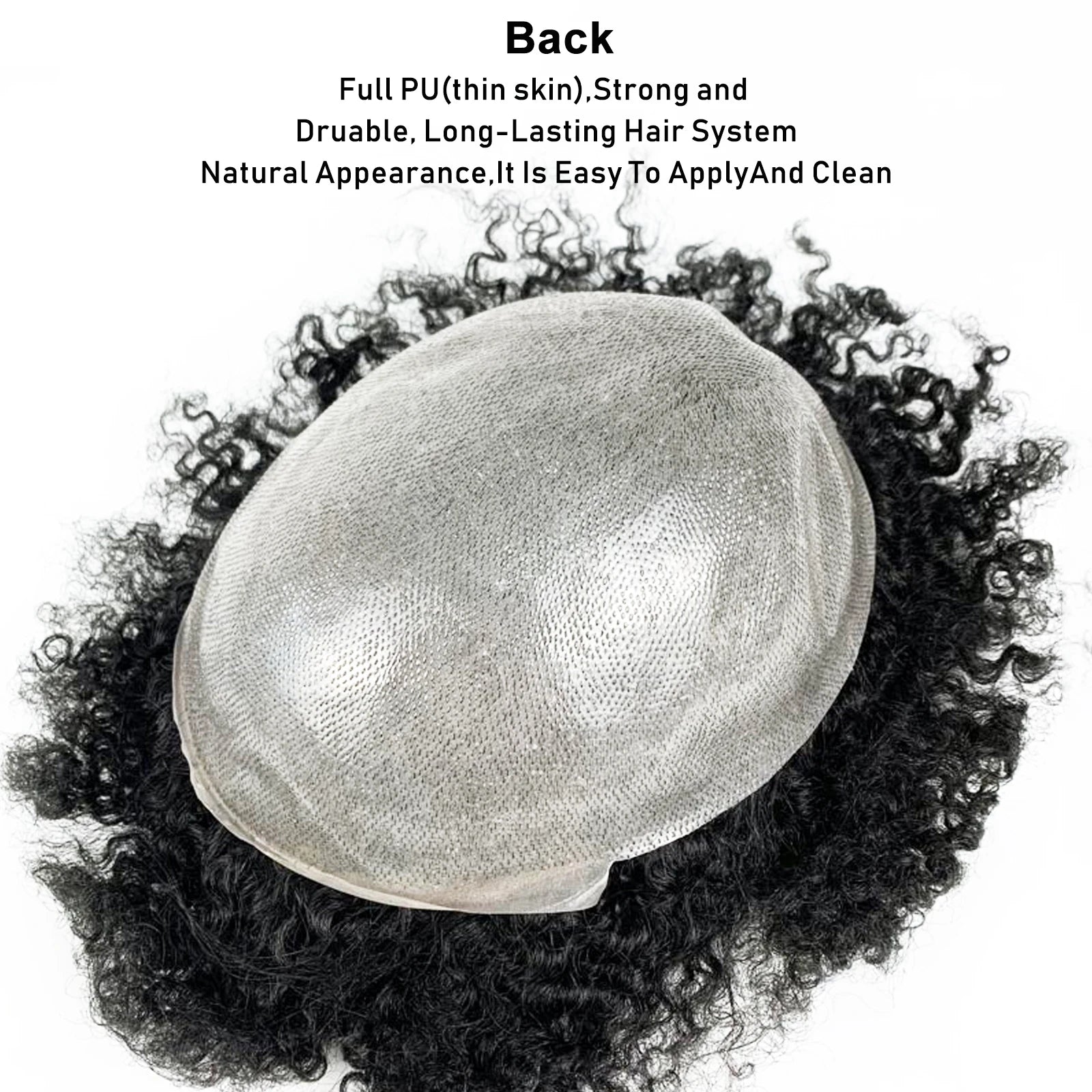 Kinky Curly Human Hair PU Toupee