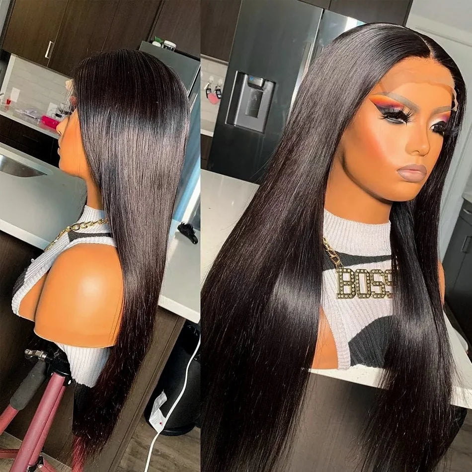 Black Women Bone Straight Bob Wig  6x6 Closure Glueless Ready to Wear HD Lace Front Human Hair Wigs