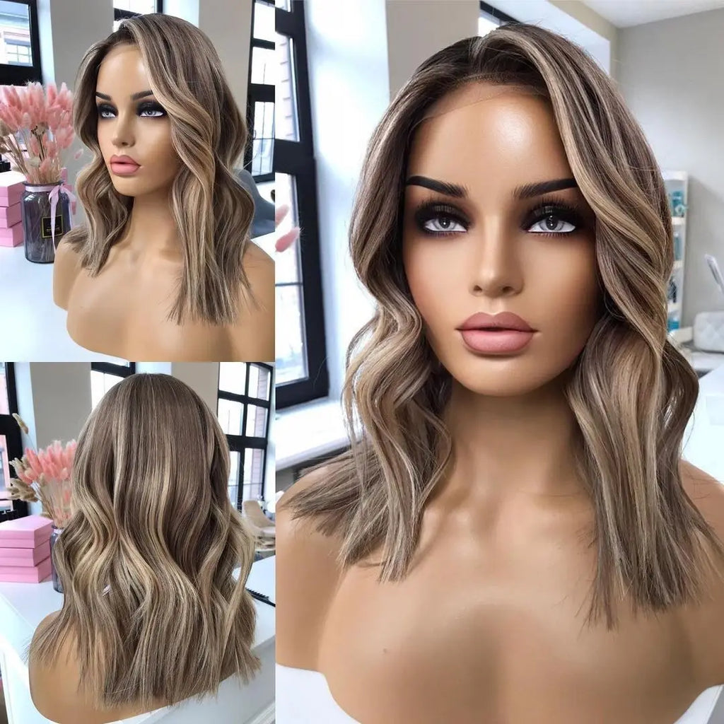 Split Hair Color Human Hair Wigs Half pink Half Blonde Half Black Lace Frontal Human Hair Wigs Two Tone Colors Lce Front Wigs