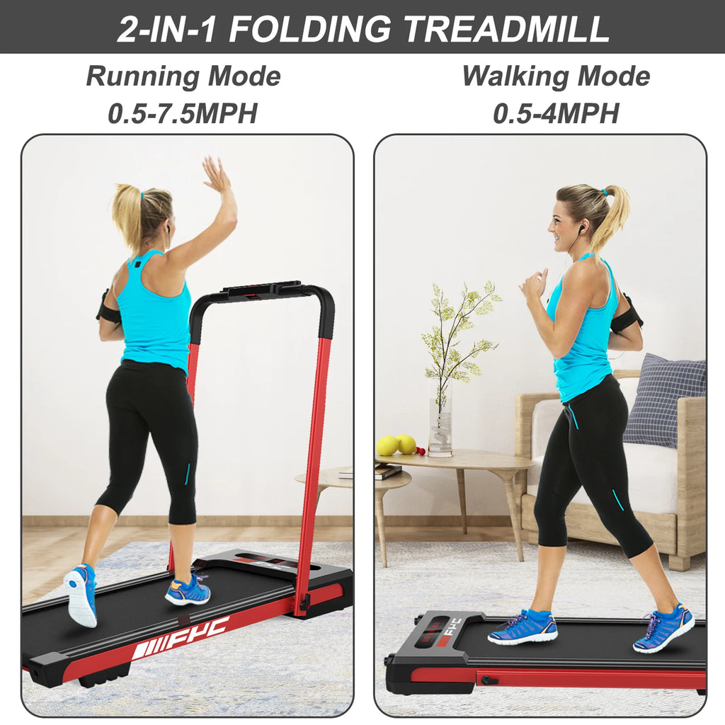 Kreeda Factory Foldable Electric Treadmill | 2.5HP | 300 LBS | Auto Incline | 12 Programs | Walking Pad for Home & Office | Pink & Black