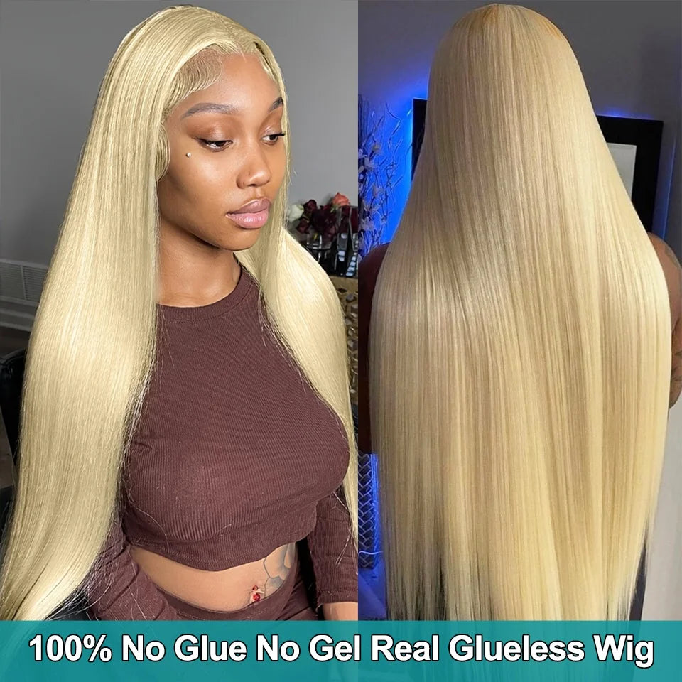 613 Blonde Bone Straight Human Hair Lace Front Wig
