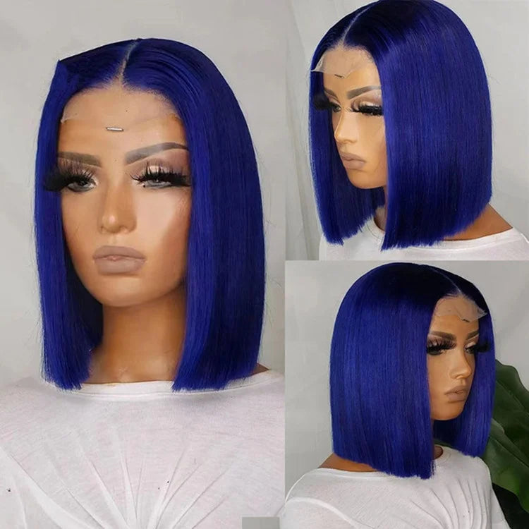 Split Hair Color Human Hair Wigs Half pink Half Blonde Half Black Lace Frontal Human Hair Wigs Two Tone Colors Lce Front Wigs