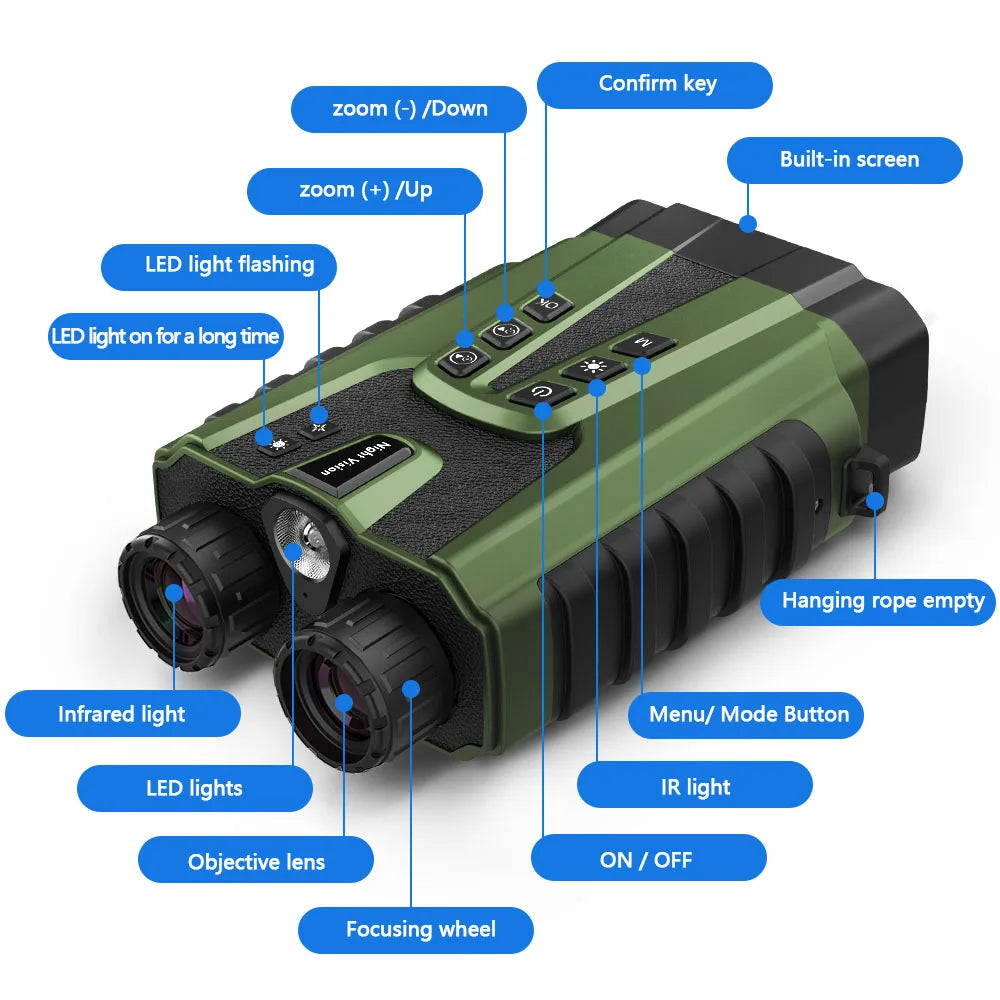 DT49 2.5K Full Color Night Vision Goggles – 8x Zoom, 300m Range, Hunting Binoculars