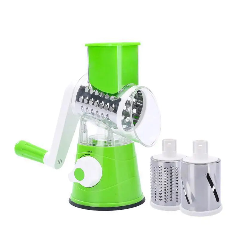 Rotary Cheese Grater & Vegetable Slicer with 3 Drum Blades