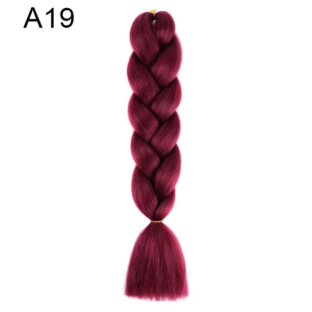24" Synthetic Braiding Hair Extensions – Ombre Rainbow Colors, Jumbo DIY Hair for Women