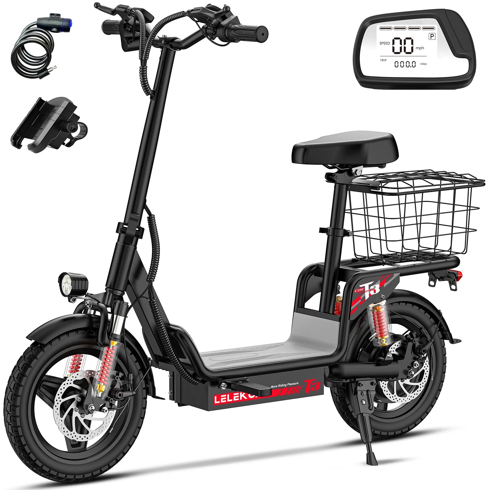 14-Inch Folding Electric Bike with Basket – 48V