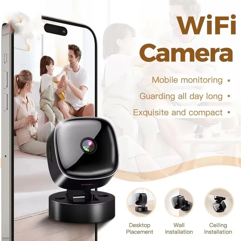 S1 Mini 1080P WiFi Security Camera | 360° Rotatable | Night Vision | Motion Detection | Battery & Plug-in | Black