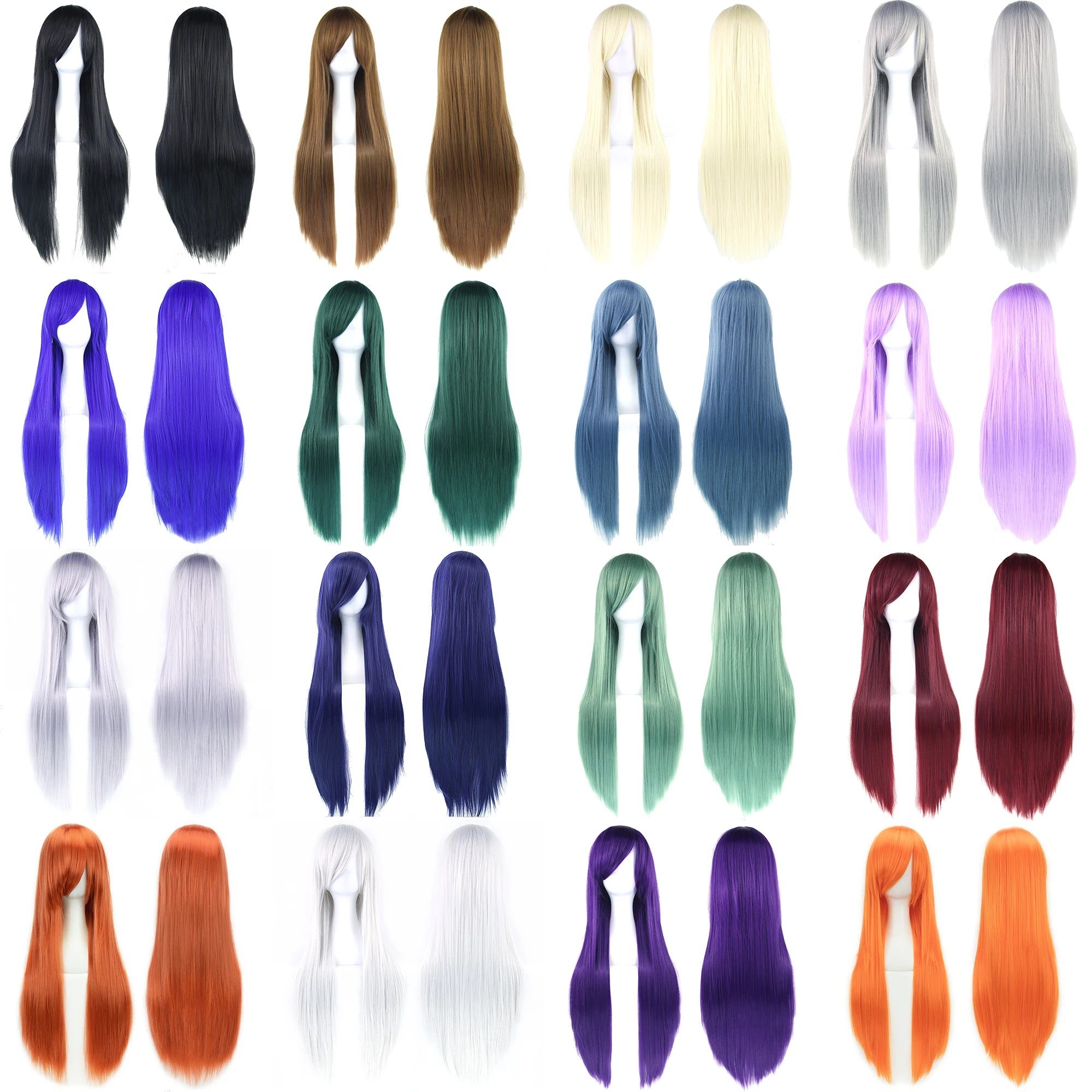 32" Long Straight Cosplay Wig – Heat Resistant Synthetic Hair, 120% Density | 36 Colors | Anime, Halloween & Party
